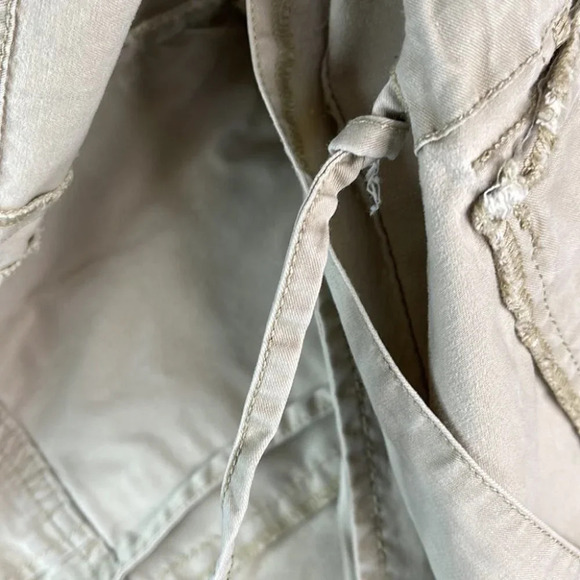 EILEEN FISHER Tan Utility Jacket Ruffled Neck Drawstring Waist Size XS - Picture 5 of 13